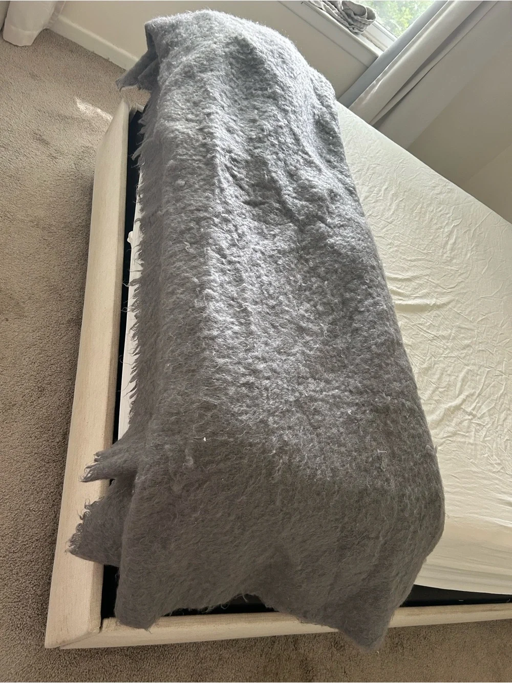 Restoration Hardware oversized brushed mohair bed coverlet